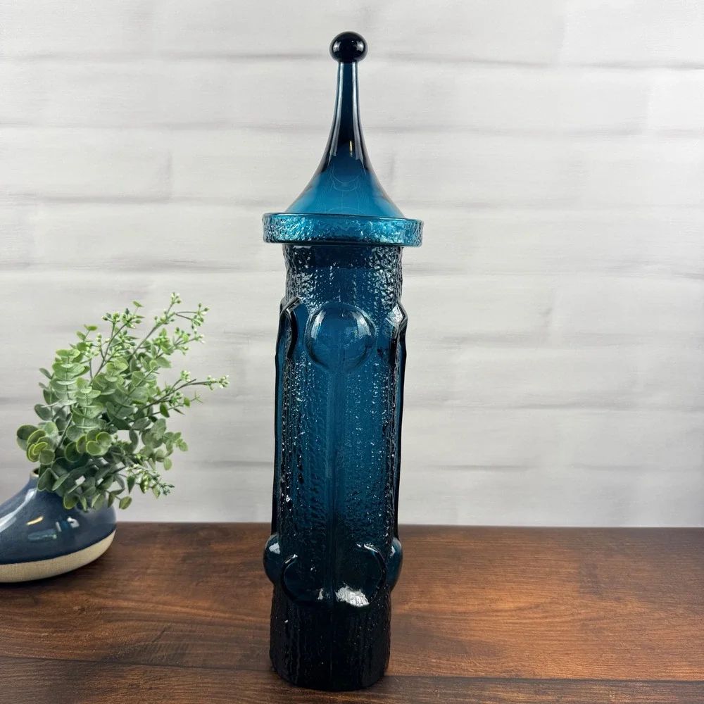 Wayne Husted Stelvia Antiqua Large Blue Glass Apothecary Jar Italy 1960s